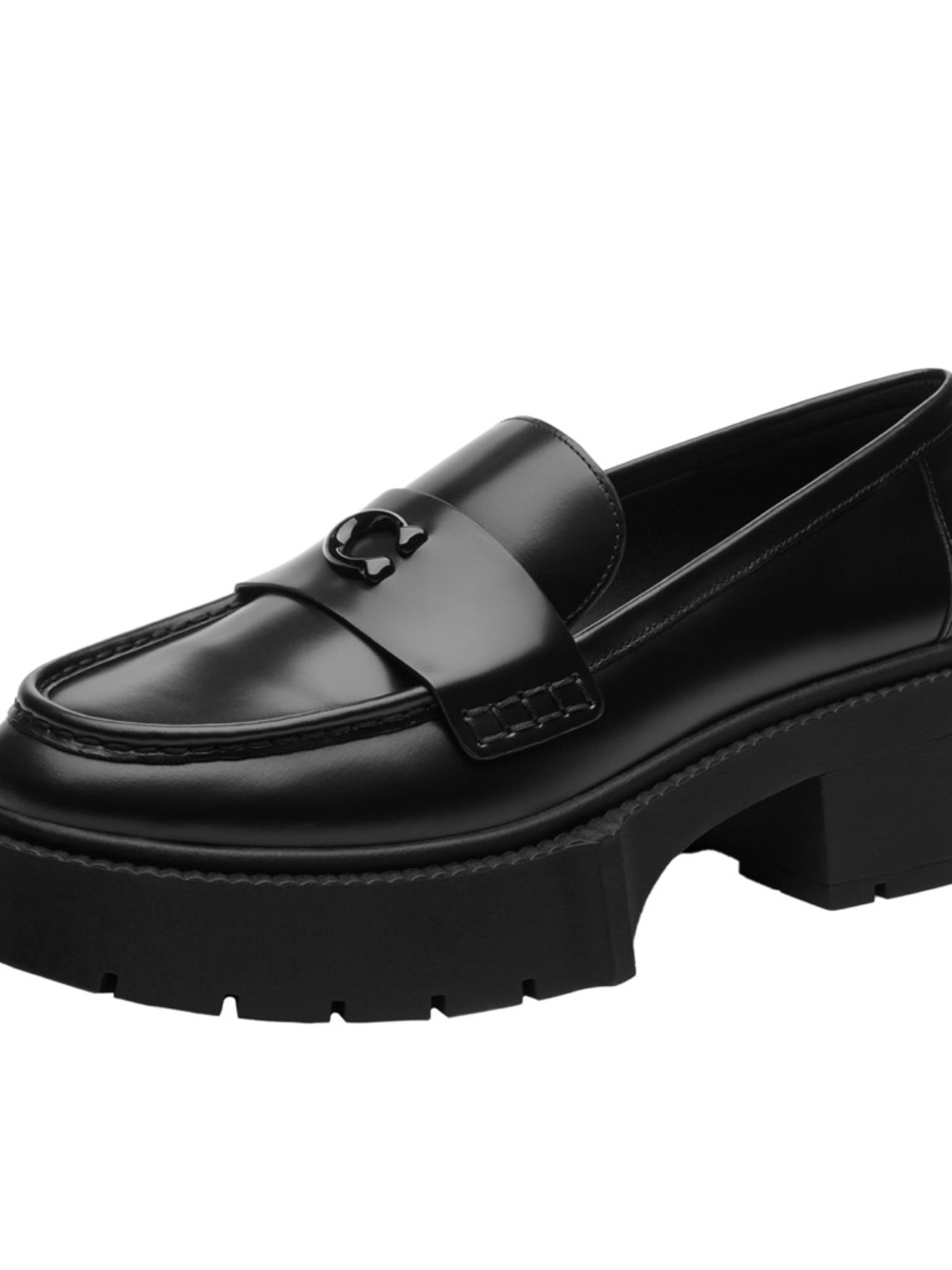 Coach LEAH Black Chunky Platform Penny Loafers